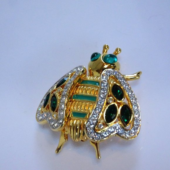 VALENTINO Garavani Crystal Poured Glass Pate de Verre Gripoix Bug Bee Pin Brooch - Picture 13 of 15